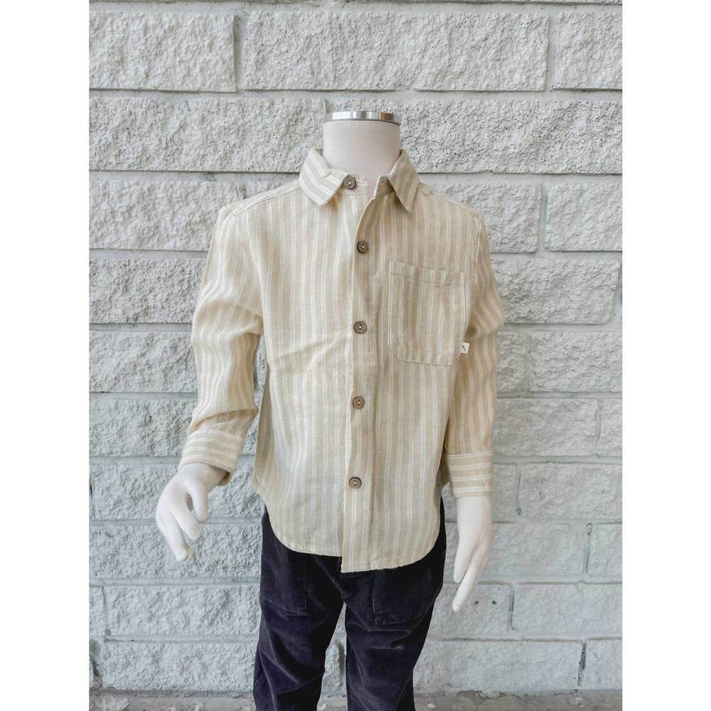 NEW RYLEE + CRU boy's collared shirt in champagne stripe - Picture 3 of 3